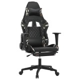 Cumpara ieftin Scaun de gaming cu suport picioare, negru/camuflaj, piele eco
