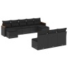 Set canapele de gradina cu perne, 10 piese, negru, poliratan