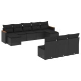 Cumpara ieftin Set canapele de gradina cu perne, 10 piese, negru, poliratan