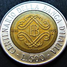 Moneda bimetal comemorativa 500 LIRE - ITALIA, anul 1993 * cod 2526 B