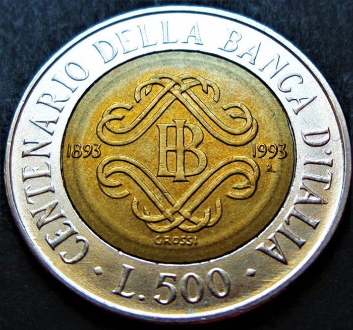 Moneda bimetal comemorativa 500 LIRE - ITALIA, anul 1993 * cod 2526 B