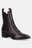 Gant cizme de piele St Broomly culoarea maro, cu toc drept, 31551094