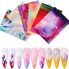 Autocolante pentru unghii Fe Flame, 6 bucăți 3D Vinyl Stencil Magic Flame Nail A