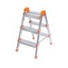 Scara Dubla Metalica Pliabila 2x3 Trepte Argintie, Inaltime 77cm, Sarcina Maxima 125kg