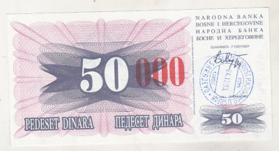 bnk bn Bosnia 50000 dinari 1993 unc foto