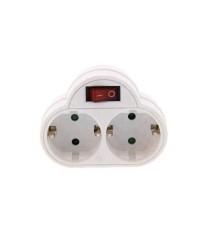 Fisa dubla cu contact protectie si intrerupator 2x SCHUKO Well