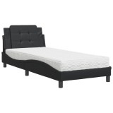Cumpara ieftin Pat cu saltea, Zadar, negru, 90x200 cm, piele ecologica