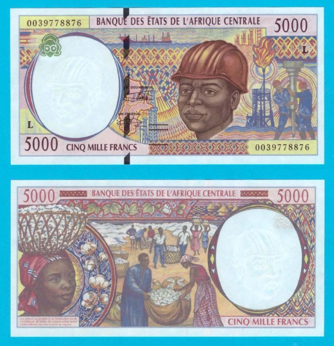 Gabon (p#404L) 5.000 Francs 2000 UNC &#039;Africa Centrală&#039; serie: L 0039778876