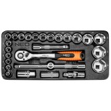 Set chei tubulare 1/2 inch NEO TOOLS, 27 piese, 8-36 mm, otel CrV