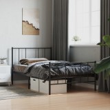 VidaXL Cadru pat metalic cu tăblii de cap/picioare, negru, 90x190 cm