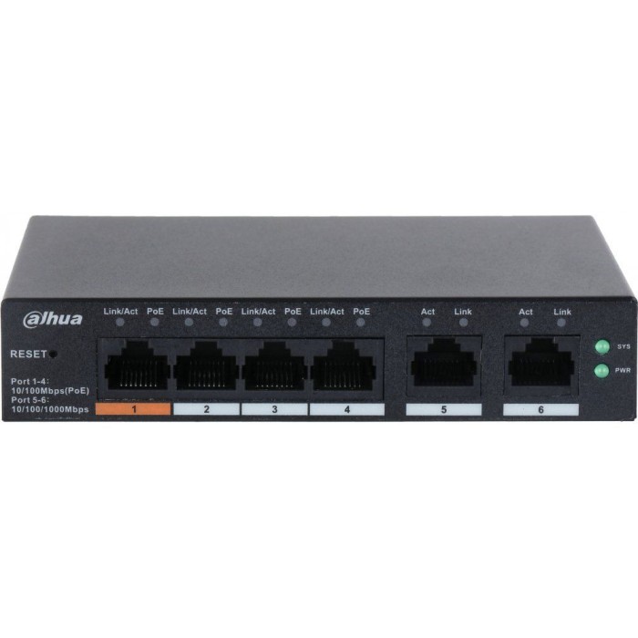 Switch cu 6 porturi Gigabit Cloud management Dahua CS4006-4ET-60 SafetyGuard Surveillance