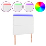 Cumpara ieftin Tablie de pat cu LED, alb, 100x5x118/128 cm, piele ecologica