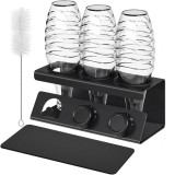 Suport SONGMICS pentru uscarea a 3 sticle de carbonatare, negru, din otel, cu accesorii