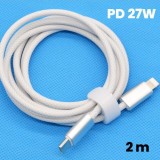 Cablu de Incarcare Rapida pentru Telefon, Flippy, Power Delivery 27W, Potrivit Compatibil cu iPhone, Impletit texturat cu Nailon, C to Lightning, 2 m