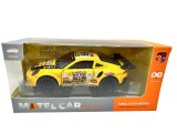Macheta Porsche galben tip racing cu mascota 1:38 cu usi deschise si sistem pull-back