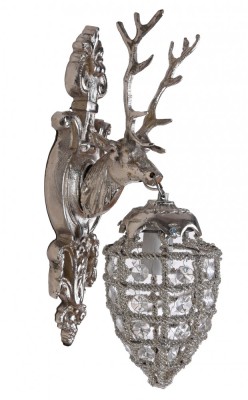 Aplica Rococo cap de cerb argintiu cu ornamente cristal CAT057 foto