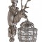 Aplica Rococo cap de cerb argintiu cu ornamente cristal CAT057