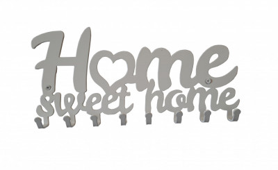 Suport chei Home Sweet Home Alb foto