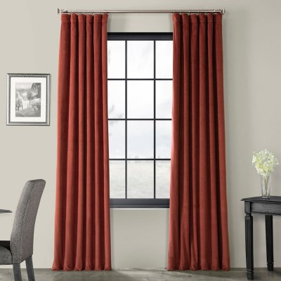 Set draperii din catifea cu rejansa din bumbac tip fagure, Madison, 150x270 cm, densitate 700 g/ml, Spice orange, 2 buc foto