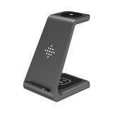 Techsuit - Wireless Charging Station 3in1 (T3) - for Smartphone / Earbuds / Galaxy Watch, 10W with Cable Type-C - Black