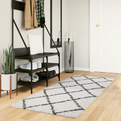 Covor pufos &amp;quot;PAMPLONA&amp;quot; fire &amp;icirc;nalte negru/crem modern 80x200 cm foto
