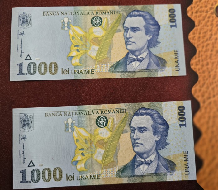 Bancnote 1000 lei 1998, serii consecutive - necirculate
