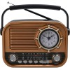 Radio portabil cu player MP3 USB si TF, cu 3 benzi, functie ceas, incarcare Type-C, baterie reincarcabila incorporata, maro