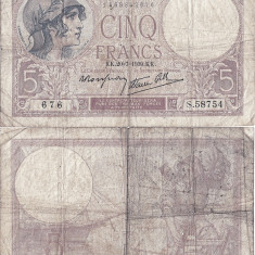 1939 (20 VII), 5 francs (P-83a.2) - Franța