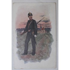 GERMANIA , JANDARM CU SABIE SI PUSCA , CARTE POSTALA ILUSTRATA , CLASICA