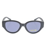 Ochelari de soare cu rama ovala neagra mata si lentile bleu UV400
