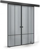 Usa culisanta Boss &reg; Duo Black model Club negru, 80+80x215 cm, sticla gri securizata, glisanta in ambele directii