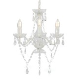 Candelabru cu margele, alb, rotund, 3 becuri E14
