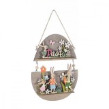 Cumpara ieftin Decoratiune suspendabila din lemn multicolor model Paste 17x26 cm