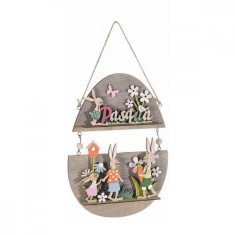 Decoratiune suspendabila din lemn multicolor model Paste 17x26 cm