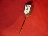 Insigna veche sportiva- CSS Sibiu , metal si email ,h=1,5cm