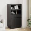 Dulap inalt Gossi negru 60x40x116.5 cm, lemn masiv pin, hol depozitare