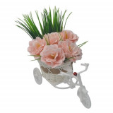 Bicicleta, aranjament floral trandafiri &quot;Cosulet cu flori&quot;, flori de sapun, model M4, 30x17x15 cm