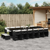 Gossi set mobilier de gradina cu perne, 17 piese, negru, poliratan