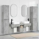 Cumpara ieftin Set dulap baie 5 buc. Gri Beton 33 x 34,5 x 160 cm