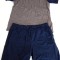 Pijamale cu maneca scurta pentru barbati, 100% bumbac, gri albastru, 2XL - OUTLET