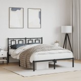 VidaXL Cadru de pat metalic cu tăblie, negru, 140x190 cm 374241