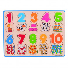 Puzzle Numere si culori, 20 piese din lemn, numere de la 1 la 10