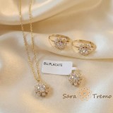 Set bijuterii placate cu aur - cu cristale zirconia albe