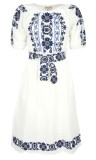 Rochie traditionala dama, R 601A , marime S, alb, Bumbac