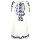 Rochie traditionala dama, R 601A , marime 3XL, alb