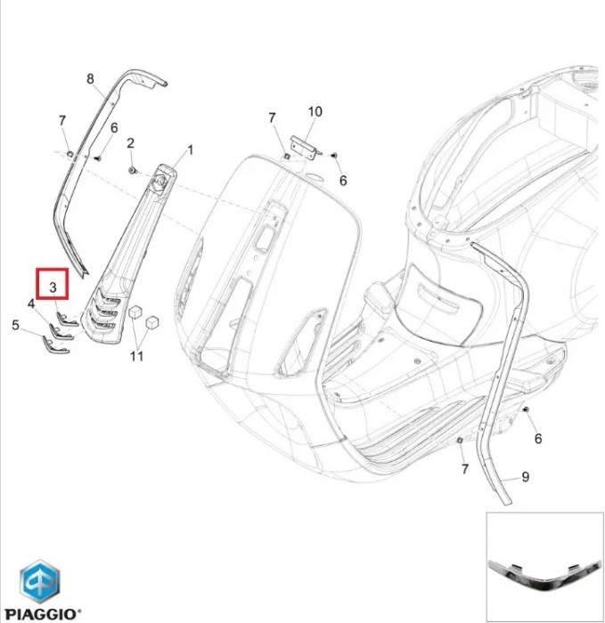 Ornament cromat superior carena fata claxon (masca fata) originala Vespa Primavera - Sprint (16-23) 4T AC 50-125-150cc