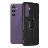 Husa h-ring defender compatibila samsung galaxy s23 fe, antishock armor, inel rotetiv 360 grade, magnet suport auto incorporat, tpu si pc, negru, Techsuit