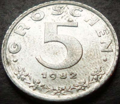 Moneda 5 GROSCHEN - AUSTRIA, anul 1982 *cod 1903 B = UNC ZINC DIN FASIC BANCAR foto
