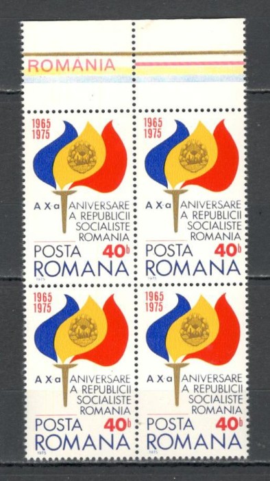Romania.1975 10 ani rsr bloc 4 YR.581