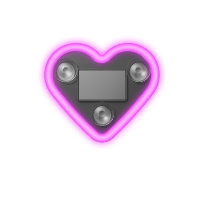 Lumina Auto Ambientala, Flippy, Model Inima, Incarcare Solara/USB, Afisaj Baterie, 9.7 x 8.4 x 1.6 cm, Roz foto